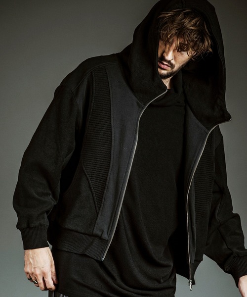 セール】【NO ID.】Changing Knit Hooded Blouson / チェンジング