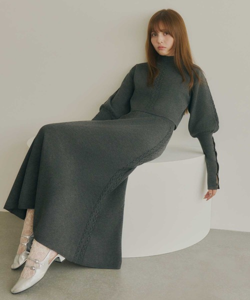 Lepus Fae(レプスフェイ)の「ケーブル切り替えマーメイドニットスカート【セットアップ対応】(スカート・レディース・ブラウン/ミント/チャコールグレー・1/0)」の6枚目の写真
