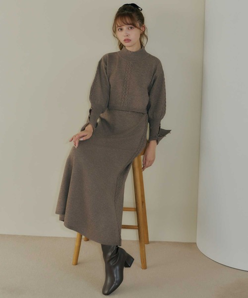Lepus Fae(レプスフェイ)の「ケーブル切り替えマーメイドニットスカート【セットアップ対応】(スカート・レディース・ブラウン/ミント/チャコールグレー・1/0)」の15枚目の写真