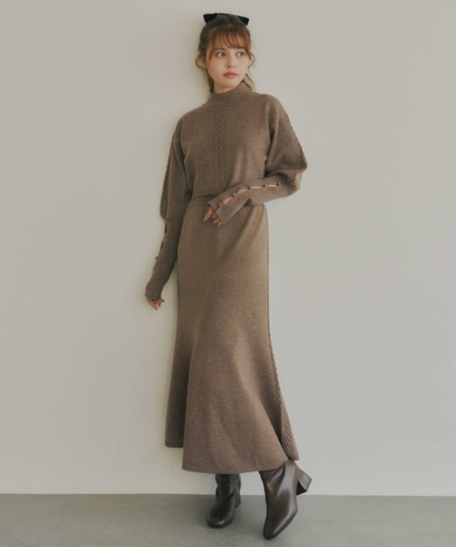 Lepus Fae(レプスフェイ)の「ケーブル切り替えマーメイドニットスカート【セットアップ対応】(スカート・レディース・ブラウン/ミント/チャコールグレー・1/0)」の17枚目の写真