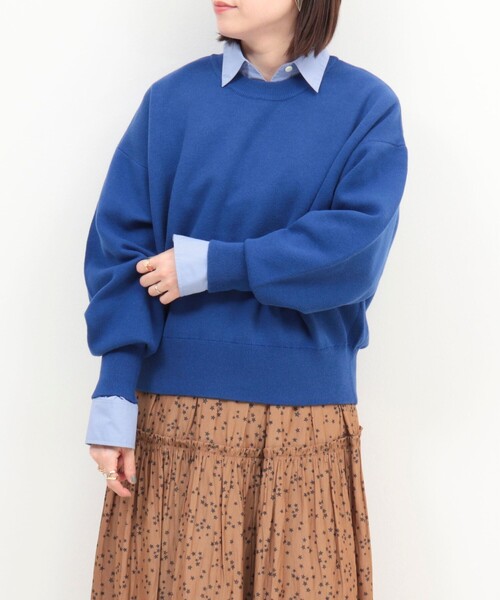 fredy couleur（フレディクルール）の「スウェットライク クルーネックプルオーバーニット（ニット/セーター・レディース・チャコールグレー/オフホワイト/ピンク/ブラウン/ロイヤルブルー・38）」の20枚目の写真