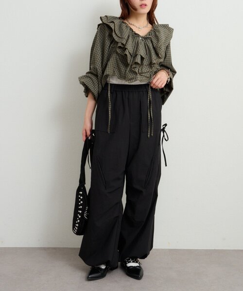 w closet（ダブルクローゼット）の「チェックフリルブラウス（シャツ/ブラウス・レディース・グリーン/レッド/ネイビー・FREE）」の11枚目の写真