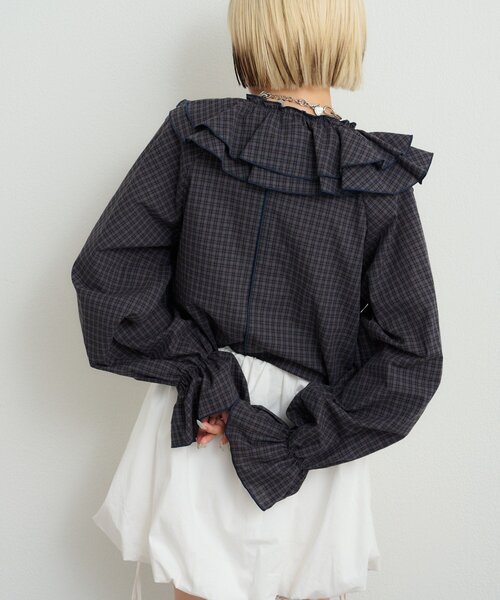 ppc loset♡フリルチェックシャツドレス サイズ34 ppc loset♡フリルチェックシャツドレス サイズ34 フリルシャツ