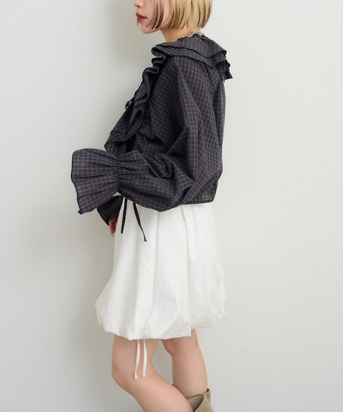 w closet（ダブルクローゼット）の「チェックフリルブラウス（シャツ/ブラウス・レディース・グリーン/レッド/ネイビー・FREE）」の17枚目の写真