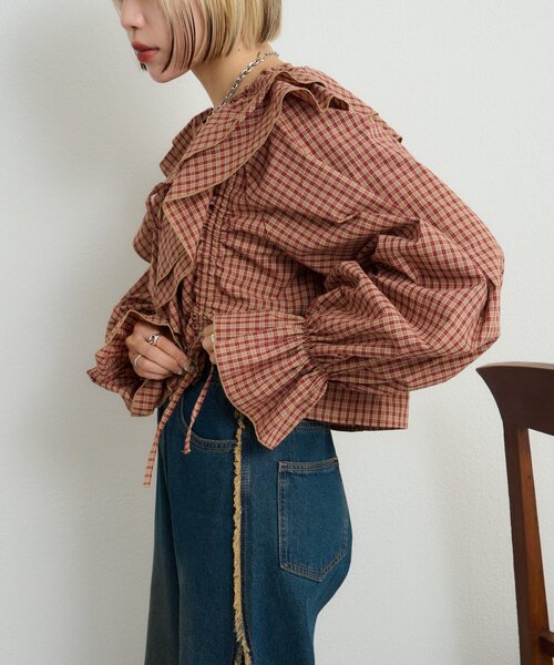 ppc loset♡フリルチェックシャツドレス サイズ34 ppc loset♡フリルチェックシャツドレス サイズ34 ppc loset♡フリル