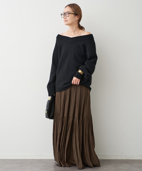 Deuxieme Classe（ドゥーズィエムクラス）の「*ミドルゲージ Vネック ニット（ニット/セーター・レディース・モカ/ベージュ/ブラック・FREE）」の4枚目の写真