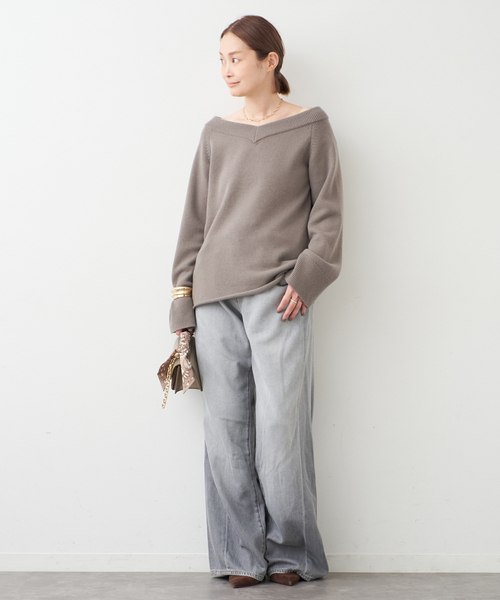 Deuxieme Classe（ドゥーズィエムクラス）の「*ミドルゲージ Vネック ニット（ニット/セーター・レディース・モカ/ベージュ/ブラック・FREE）」の5枚目の写真