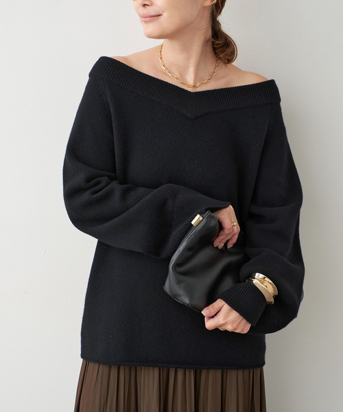 Deuxieme Classe（ドゥーズィエムクラス）の「*ミドルゲージ Vネック ニット（ニット/セーター・レディース・モカ/ベージュ/ブラック・FREE）」の7枚目の写真