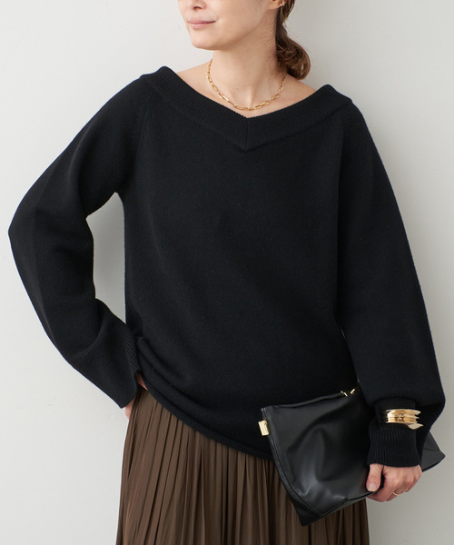 Deuxieme Classe（ドゥーズィエムクラス）の「*ミドルゲージ Vネック ニット（ニット/セーター・レディース・モカ/ベージュ/ブラック・FREE）」の8枚目の写真