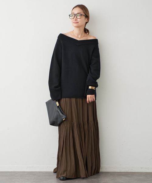 Deuxieme Classe（ドゥーズィエムクラス）の「*ミドルゲージ Vネック ニット（ニット/セーター・レディース・モカ/ベージュ/ブラック・FREE）」の10枚目の写真