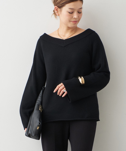 Deuxieme Classe（ドゥーズィエムクラス）の「*ミドルゲージ Vネック ニット（ニット/セーター・レディース・モカ/ベージュ/ブラック・FREE）」の13枚目の写真