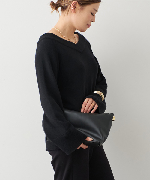 Deuxieme Classe（ドゥーズィエムクラス）の「*ミドルゲージ Vネック ニット（ニット/セーター・レディース・モカ/ベージュ/ブラック・FREE）」の14枚目の写真