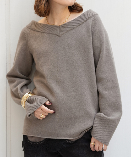 Deuxieme Classe（ドゥーズィエムクラス）の「*ミドルゲージ Vネック ニット（ニット/セーター・レディース・モカ/ベージュ/ブラック・FREE）」の18枚目の写真