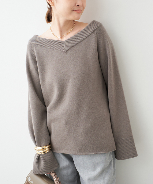 Deuxieme Classe（ドゥーズィエムクラス）の「*ミドルゲージ Vネック ニット（ニット/セーター・レディース・モカ/ベージュ/ブラック・FREE）」の20枚目の写真