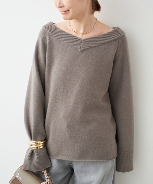 Deuxieme Classe（ドゥーズィエムクラス）の「*ミドルゲージ Vネック ニット（ニット/セーター・レディース・モカ/ベージュ/ブラック・FREE）」の21枚目の写真