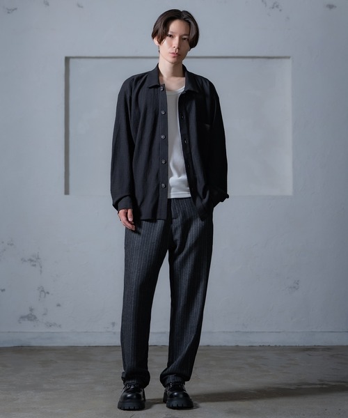 Crownor（クラウノアー）の「リラックスストレートフィット ストライプパンツ（スラックス・メンズ・アイボリー/ブラック/ブラウン・SMALL/MEDIUM/LARGE）」の12枚目の写真