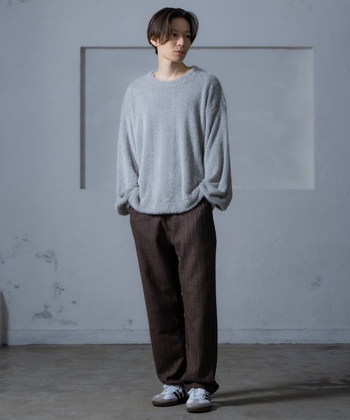 Crownor（クラウノアー）の「リラックスストレートフィット ストライプパンツ（スラックス・メンズ・アイボリー/ブラック/ブラウン・SMALL/MEDIUM/LARGE）」の17枚目の写真