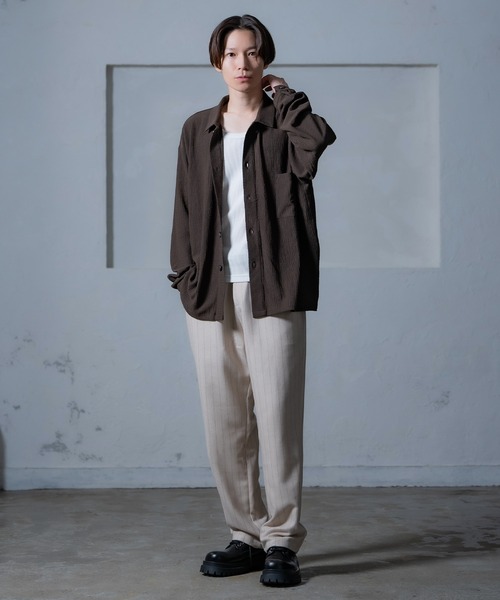 Crownor（クラウノアー）の「リラックスストレートフィット ストライプパンツ（スラックス・メンズ・アイボリー/ブラック/ブラウン・SMALL/MEDIUM/LARGE）」の8枚目の写真