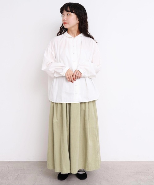 l'atelier du savon（アトリエドサボン）の「50ブロード　ちびえり長袖ブラウス（シャツ/ブラウス・レディース・ブラック/ホワイト・FREE）」の16枚目の写真