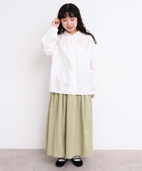 l'atelier du savon（アトリエドサボン）の「50ブロード　ちびえり長袖ブラウス（シャツ/ブラウス・レディース・ブラック/ホワイト・FREE）」の17枚目の写真