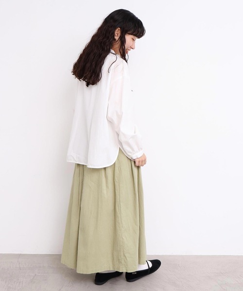 l'atelier du savon（アトリエドサボン）の「50ブロード　ちびえり長袖ブラウス（シャツ/ブラウス・レディース・ブラック/ホワイト・FREE）」の18枚目の写真