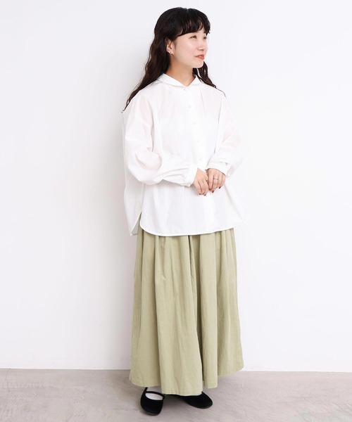 l'atelier du savon（アトリエドサボン）の「50ブロード　ちびえり長袖ブラウス（シャツ/ブラウス・レディース・ブラック/ホワイト・FREE）」の19枚目の写真