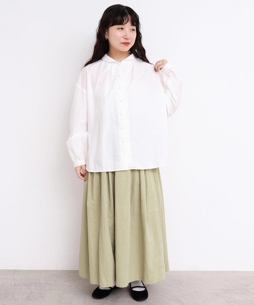 l'atelier du savon（アトリエドサボン）の「50ブロード　ちびえり長袖ブラウス（シャツ/ブラウス・レディース・ブラック/ホワイト・FREE）」の22枚目の写真