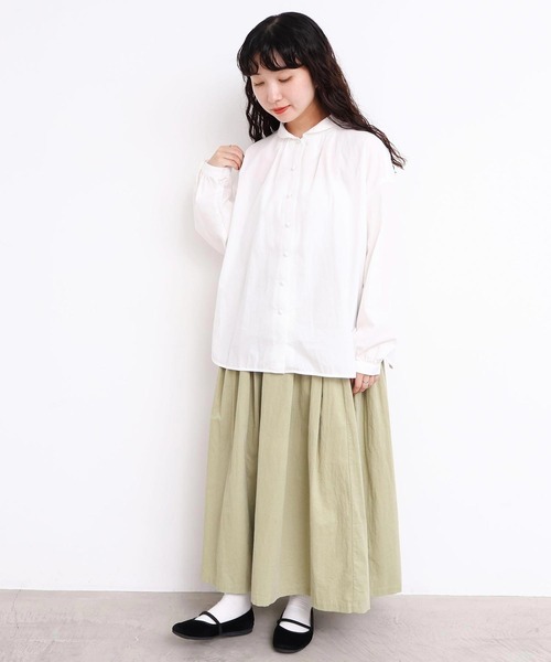l'atelier du savon（アトリエドサボン）の「50ブロード　ちびえり長袖ブラウス（シャツ/ブラウス・レディース・ブラック/ホワイト・FREE）」の20枚目の写真