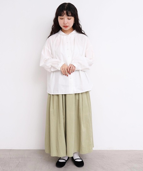 l'atelier du savon（アトリエドサボン）の「50ブロード　ちびえり長袖ブラウス（シャツ/ブラウス・レディース・ブラック/ホワイト・FREE）」の21枚目の写真