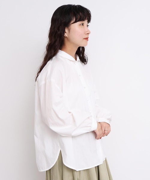 l'atelier du savon（アトリエドサボン）の「50ブロード　ちびえり長袖ブラウス（シャツ/ブラウス・レディース・ブラック/ホワイト・FREE）」の6枚目の写真