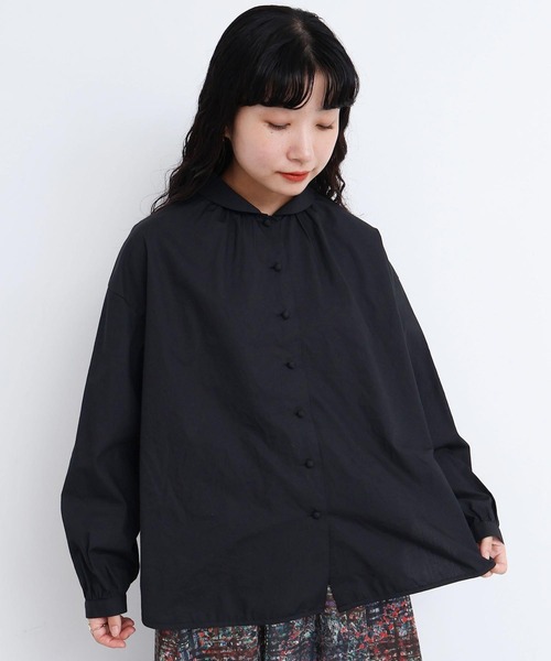 l'atelier du savon（アトリエドサボン）の「50ブロード　ちびえり長袖ブラウス（シャツ/ブラウス・レディース・ブラック/ホワイト・FREE）」の13枚目の写真