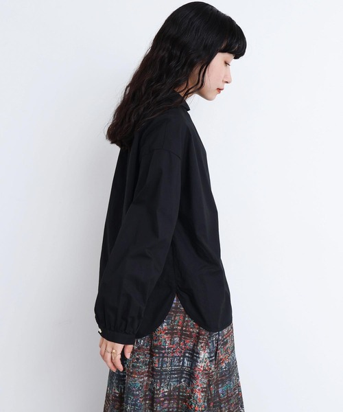 l'atelier du savon（アトリエドサボン）の「50ブロード　ちびえり長袖ブラウス（シャツ/ブラウス・レディース・ブラック/ホワイト・FREE）」の11枚目の写真