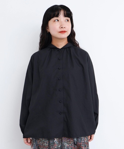 l'atelier du savon（アトリエドサボン）の「50ブロード　ちびえり長袖ブラウス（シャツ/ブラウス・レディース・ブラック/ホワイト・FREE）」の14枚目の写真