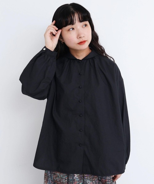 l'atelier du savon（アトリエドサボン）の「50ブロード　ちびえり長袖ブラウス（シャツ/ブラウス・レディース・ブラック/ホワイト・FREE）」の12枚目の写真