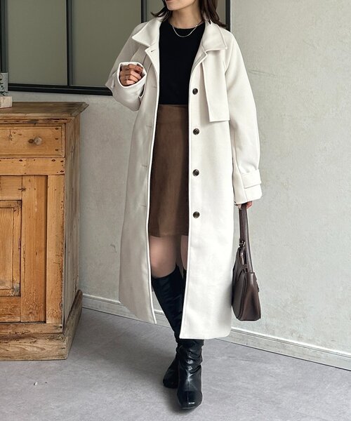 Thevon（ゼボン）の「スタンドカラーロングコート（その他アウター・レディース・ブラウン/アイボリー/ブラック・FREE）」の16枚目の写真