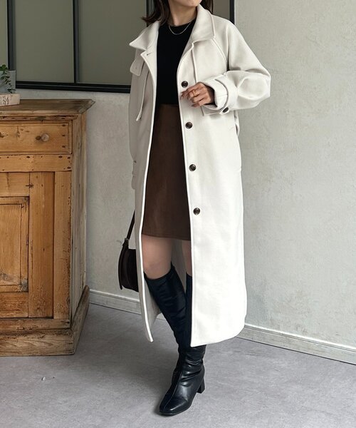 Thevon（ゼボン）の「スタンドカラーロングコート（その他アウター・レディース・ブラウン/アイボリー/ブラック・FREE）」の17枚目の写真