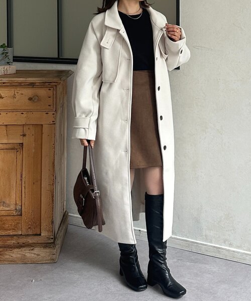 Thevon（ゼボン）の「スタンドカラーロングコート（その他アウター・レディース・ブラウン/アイボリー/ブラック・FREE）」の18枚目の写真