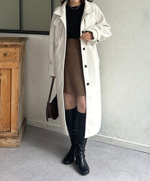 Thevon（ゼボン）の「スタンドカラーロングコート（その他アウター・レディース・ブラウン/アイボリー/ブラック・FREE）」の20枚目の写真