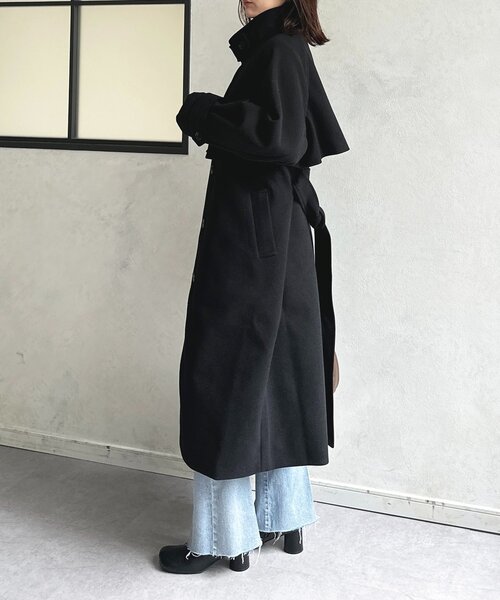 Thevon（ゼボン）の「スタンドカラーロングコート（その他アウター・レディース・ブラウン/アイボリー/ブラック・FREE）」の6枚目の写真