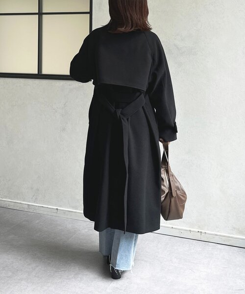 墨黒 コットン ロングコート Shinzone｜ウール ステンカラー ロングコート “無双のロングコート
