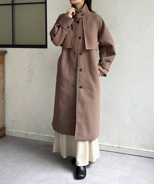 Thevon（ゼボン）の「スタンドカラーロングコート（その他アウター・レディース・ブラウン/アイボリー/ブラック・FREE）」の9枚目の写真