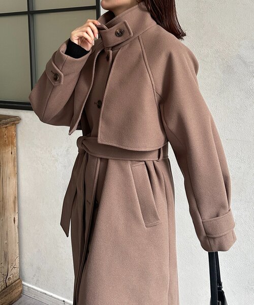 Thevon（ゼボン）の「スタンドカラーロングコート（その他アウター・レディース・ブラウン/アイボリー/ブラック・FREE）」の10枚目の写真