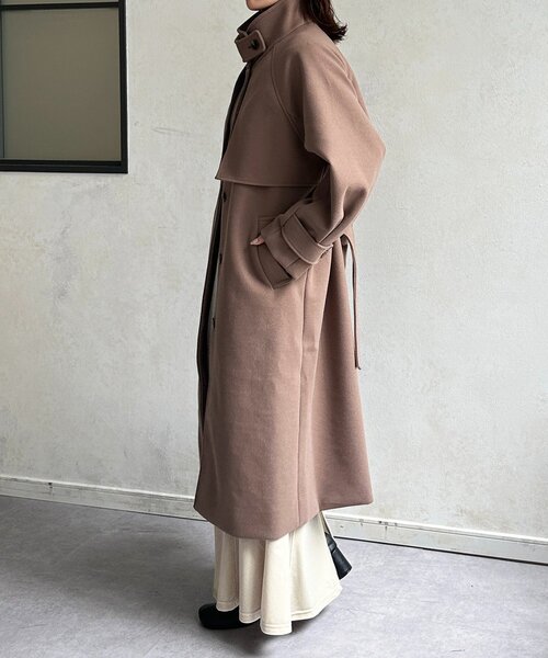 Thevon（ゼボン）の「スタンドカラーロングコート（その他アウター・レディース・ブラウン/アイボリー/ブラック・FREE）」の11枚目の写真