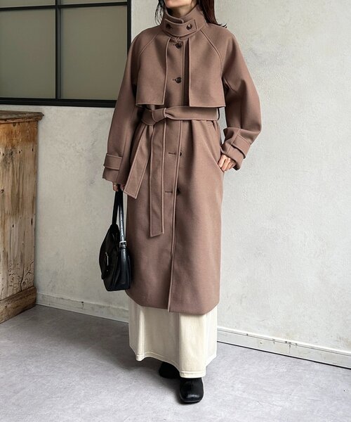 Thevon（ゼボン）の「スタンドカラーロングコート（その他アウター・レディース・ブラウン/アイボリー/ブラック・FREE）」の14枚目の写真