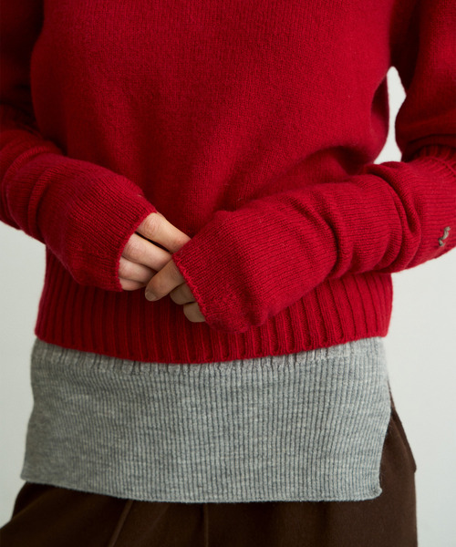 UNFIL（アンフィル）の「UNFIL アンフィル / fine lambs wool crew-neck P/O ファインラムウールクルーネックプルオーバーニット / WVFL-UW117（ニット/セーター・レディース・ライトグレー/レッド/ダークブラウン/イエロー系その他・1）」の6枚目の写真