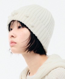 TUOMIO（トゥオミオ）の「【TUOMIO】POM POM RIBBED BEANIE / 【トゥオミオ】ポンポンリブドニット帽（ニットキャップ/ビーニー）」