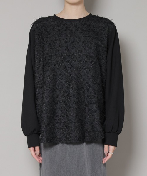 NANO universe（ナノユニバース）の「フロントシャギーコンビカットトップス（Tシャツ/カットソー・レディース・ブラック/クリーム・FREE）」の17枚目の写真