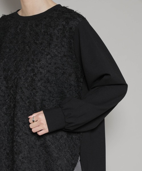 NANO universe（ナノユニバース）の「フロントシャギーコンビカットトップス（Tシャツ/カットソー・レディース・ブラック/クリーム・FREE）」の22枚目の写真