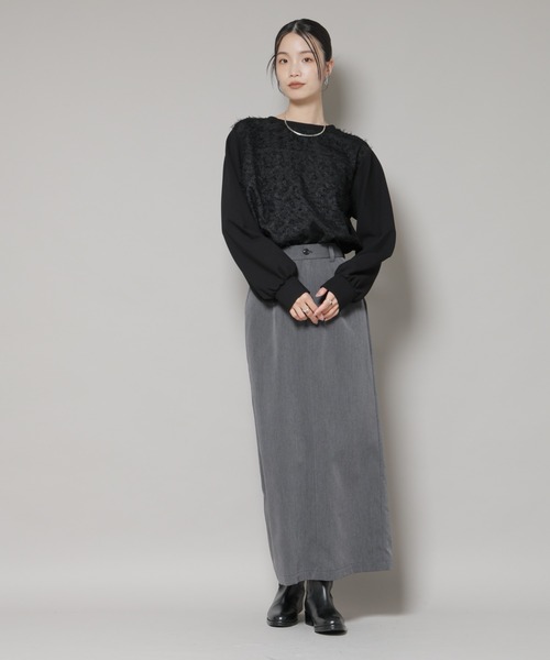 NANO universe（ナノユニバース）の「フロントシャギーコンビカットトップス（Tシャツ/カットソー・レディース・ブラック/クリーム・FREE）」の14枚目の写真