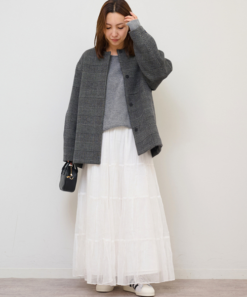 JOURNAL STANDARD relume(ジャーナルスタンダード レリューム)の「シアーチェックティアードイージースカート(スカート・レディース・ブラウン/ホワイト・FREE)」の3枚目の写真